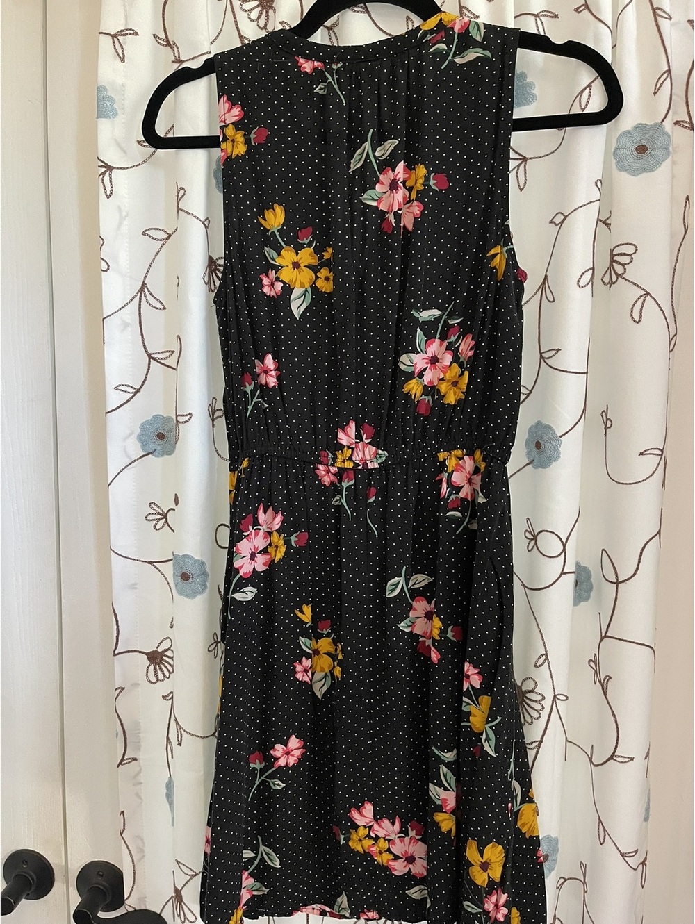 Old Navy | XS | Black Floral Polka Dot Dress - Picture 6 of 6